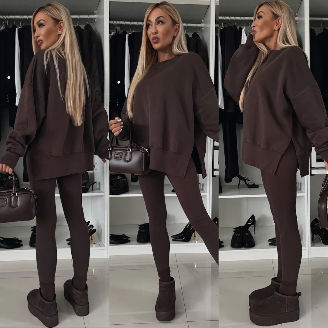 Damen nan Oversize Sweatshirt mit taillierten Rib-Leggings Set Echo Archiv