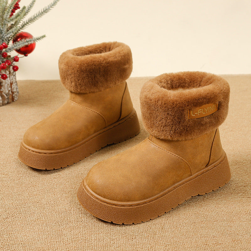 Damen Kuschelige Plateau‑Stiefeletten mit faux‑Fellkragen und rutschfester Gummisohle – Varelle