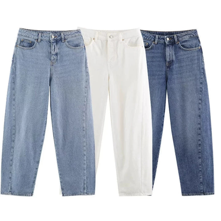 Damen High‑Waist Relaxed‑Fit Mom‑Jeans mit weitem Bein und 5‑Pocket Echo Archiv