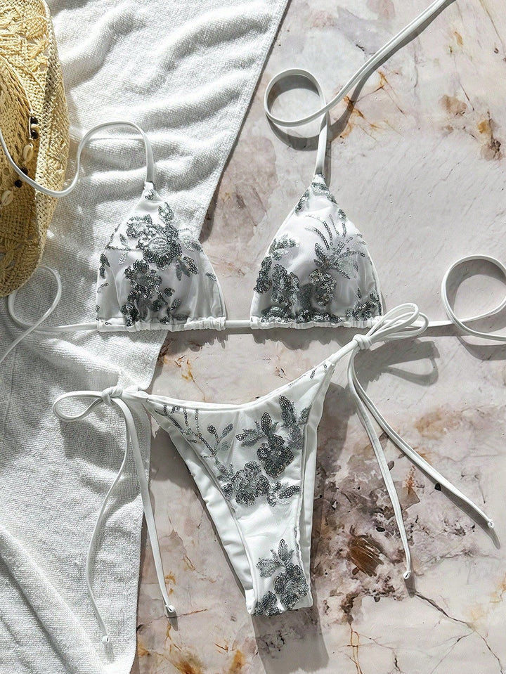 Damen Glamouröser Triangel-Bikini mit Glitzerelementen Echo Archiv
