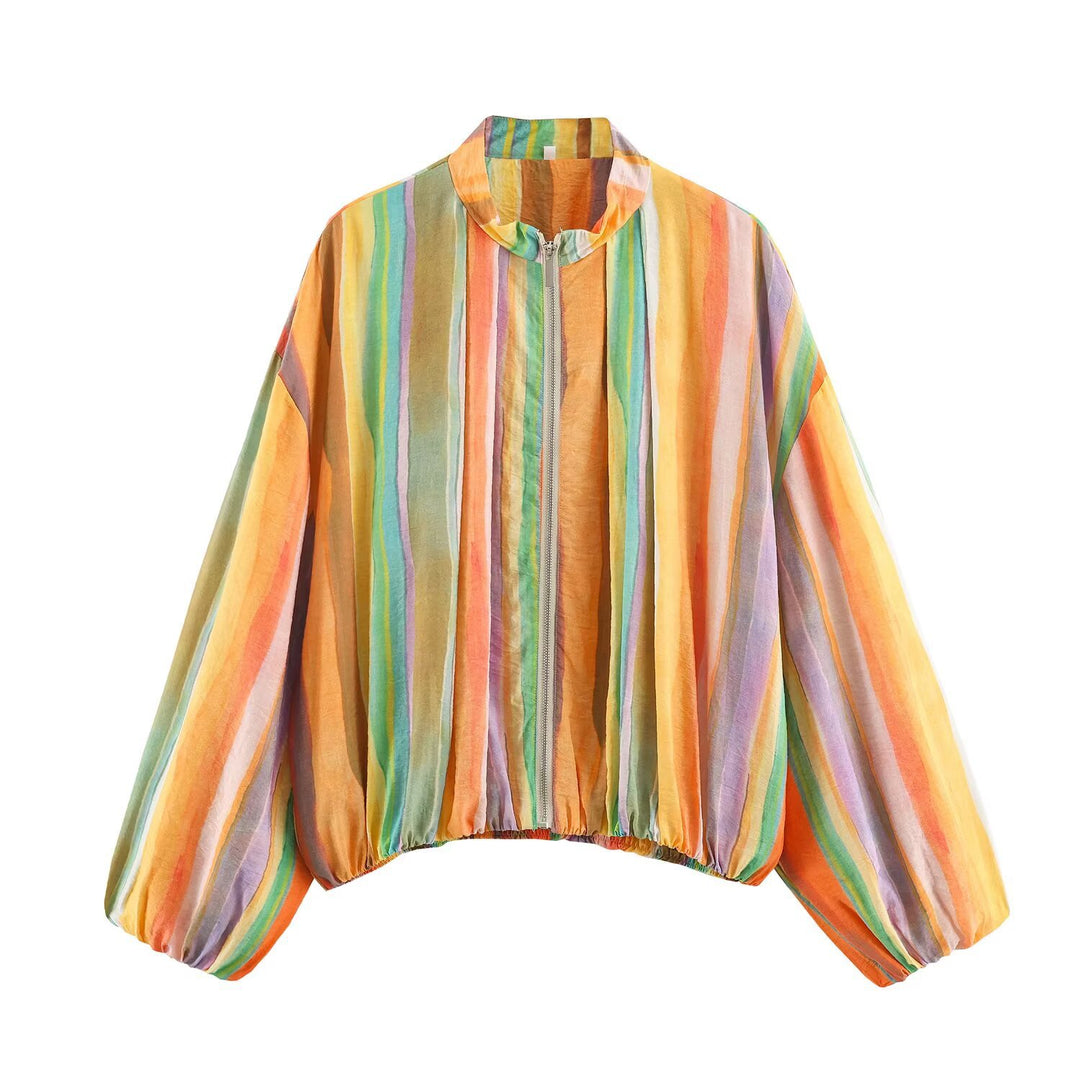 Damen leichte transparente Oversize-Blousonjacke mit Ballonärmeln Echo Archiv