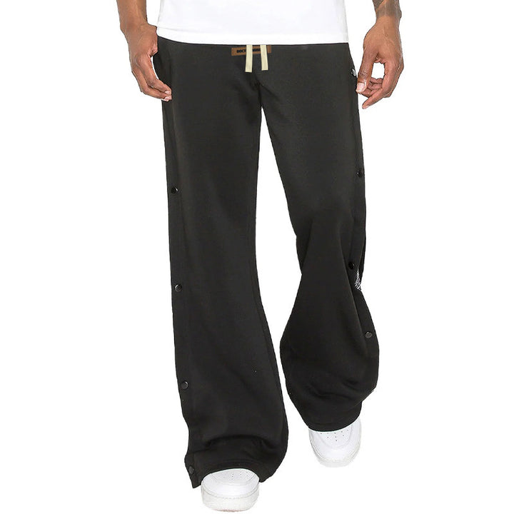 Herren Lässige Freizeit-Hose mit modischen Druckknöpfen und seitlichem Design Echoarchiv