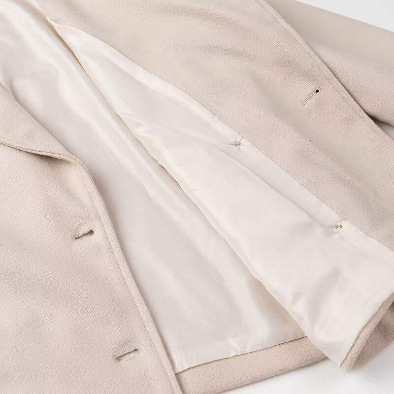 Damen Kurzer Zweireihiger Boxy-Peacoat aus Wollmix mit weitem Revers Echo Archiv