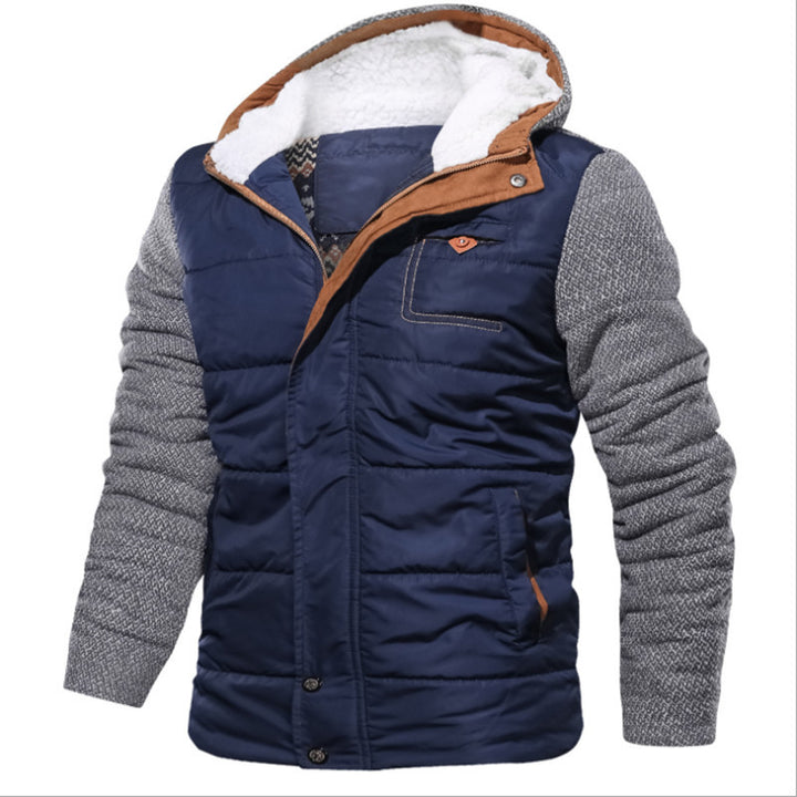 Herren Hybrid-Winterjacke mit gesteppter Thermoisolierung, Strickärmeln und Sherpa-Kapuzenfutter Echoarchiv