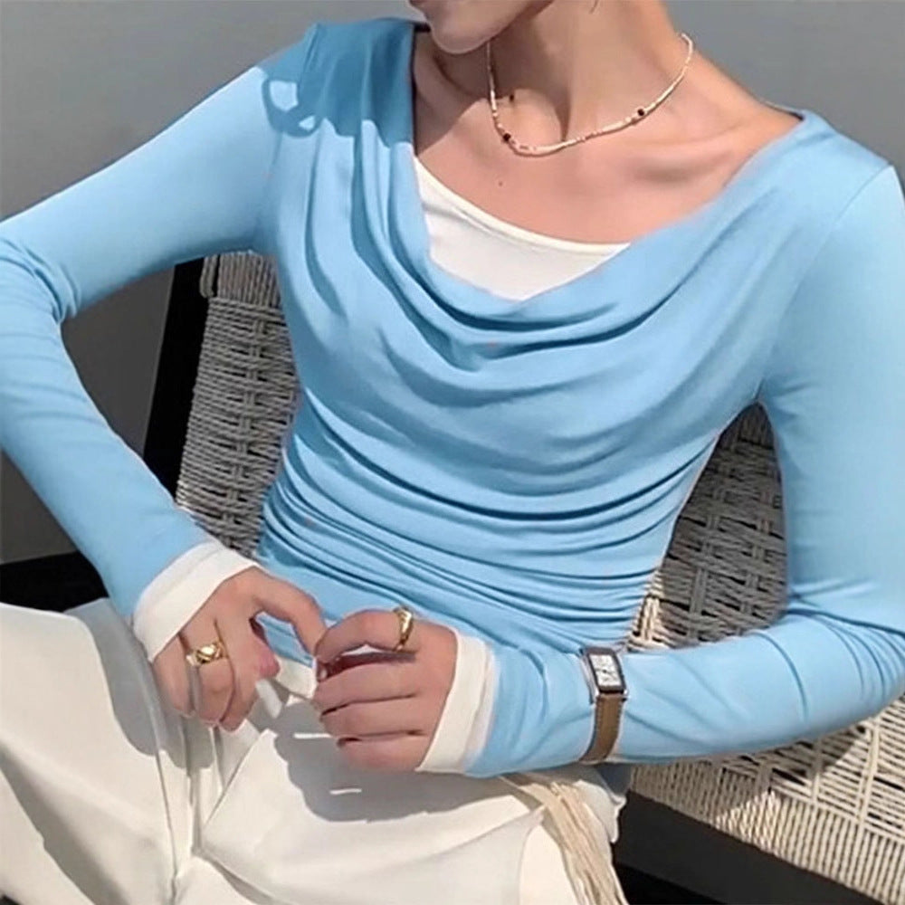 Damen figurbetontes Longsleeve mit elegantem Raffungseffekt und tiefem Ausschnitt Echo Archiv