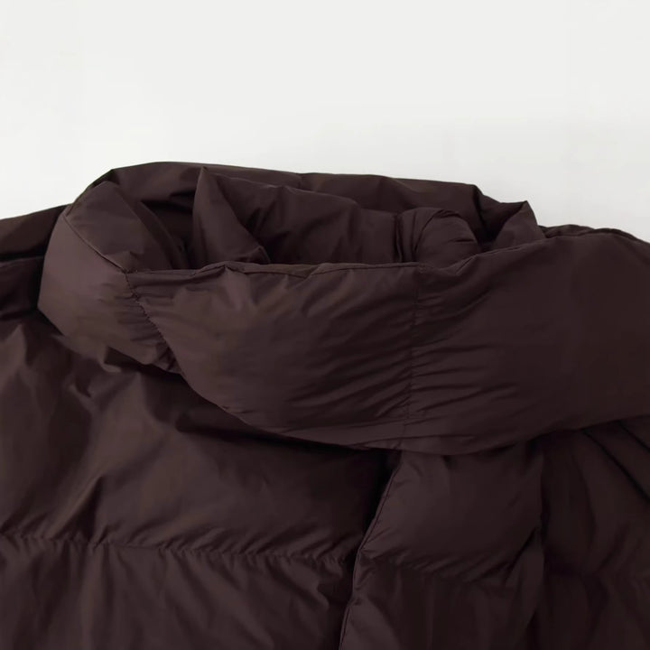 Damen wattierte Kurzsteppjacke mit voluminösem Schalkragen und Oversize-Schnitt – Célinea