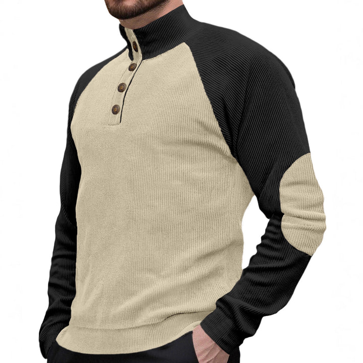 Herren Strickpullover mit modernem Knopfleisten-Design und Raglanärmeln Echoarchiv