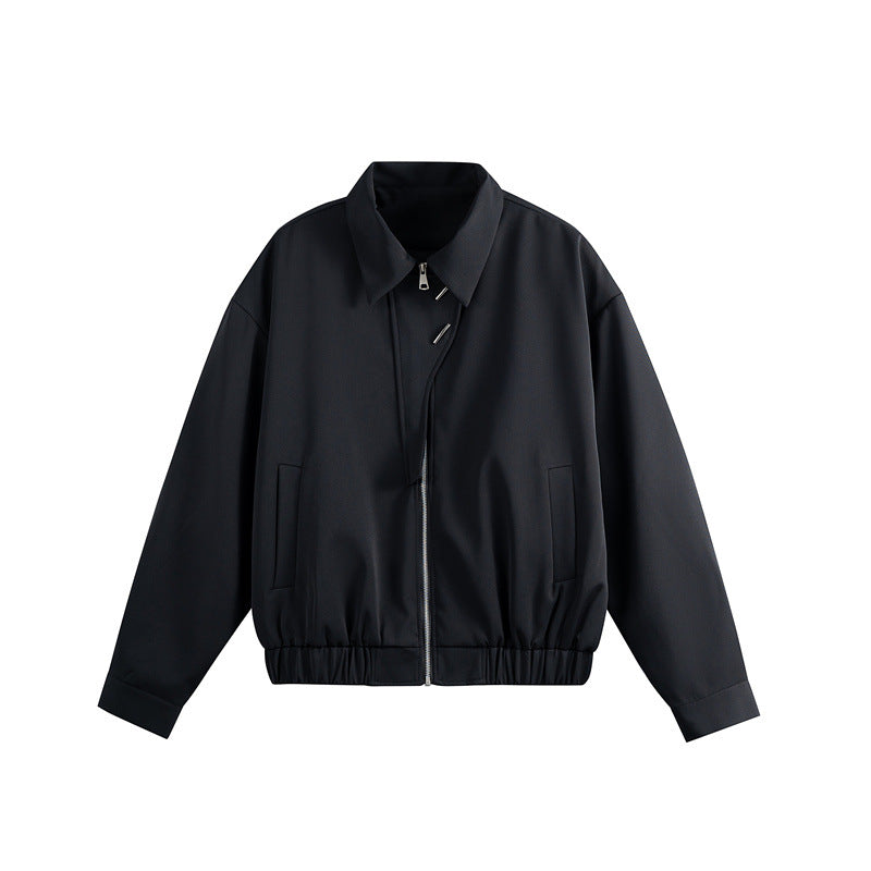 Unisex Leichter Blouson mit Umlegekragen, verdecktem Reißverschluss und elastischem Saum Echoarchiv