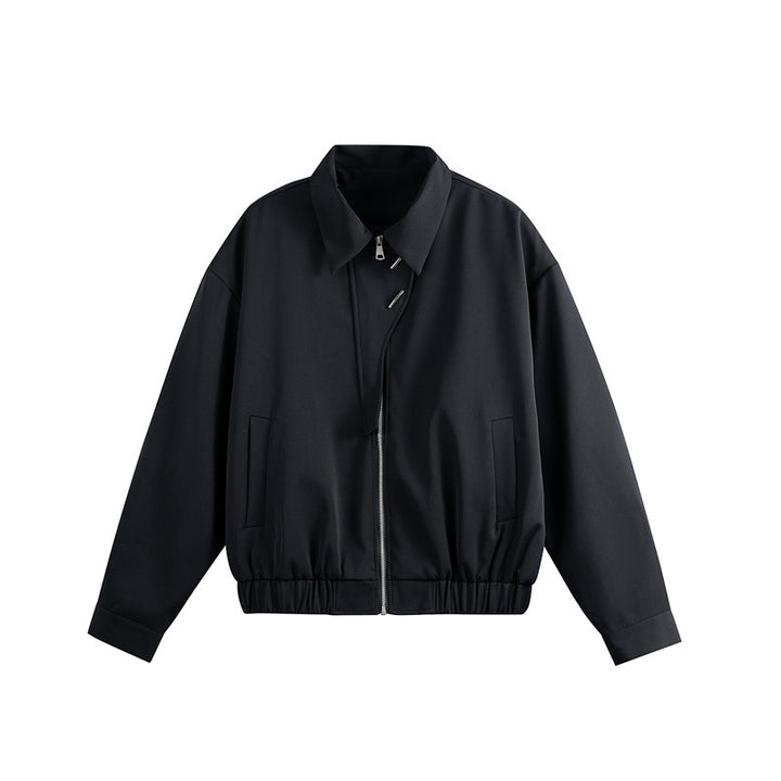 Unisex Leichter Blouson mit Umlegekragen, verdecktem Reißverschluss und elastischem Saum Echoarchiv
