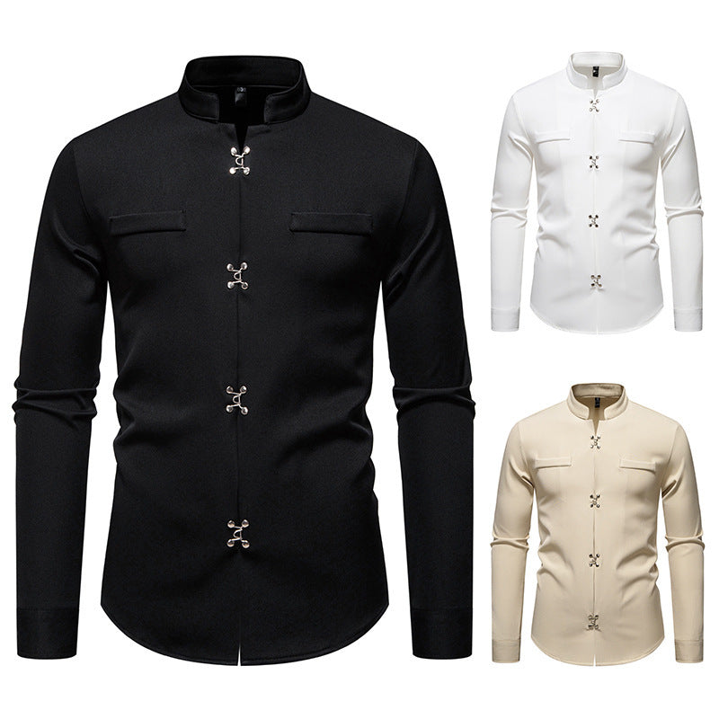 Herren Hemd mit asiatischem Knopfdesign Echoarchiv
