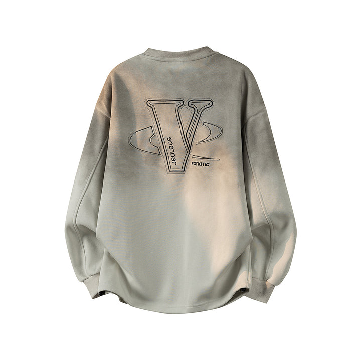 Damen Oversize-Sweatshirt mit gesticktem Schriftzug, abgerundetem Saum & überschnittener Schulter Echoarchiv