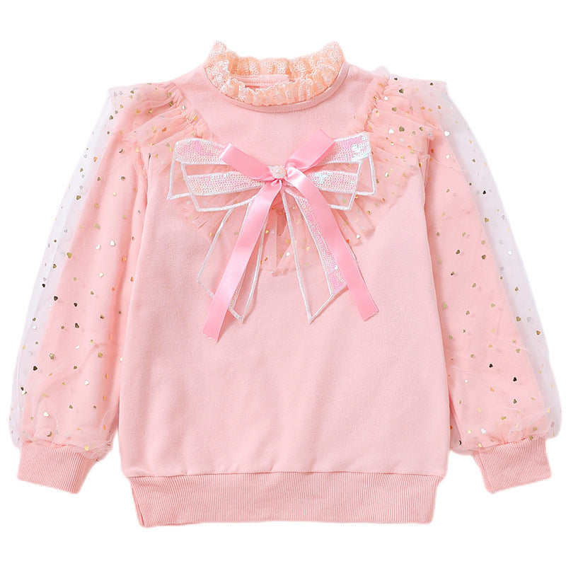 Mädchen modisches Sweatshirt mit dekorativen Tüllärmeln und Schleifendetails Echo Archiv