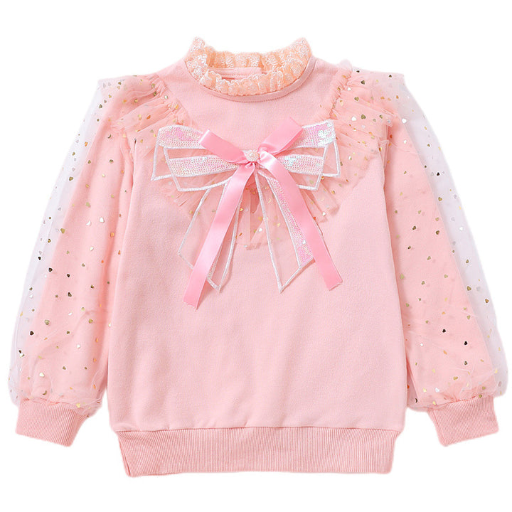 Mädchen modisches Sweatshirt mit dekorativen Tüllärmeln und Schleifendetails Echo Archiv