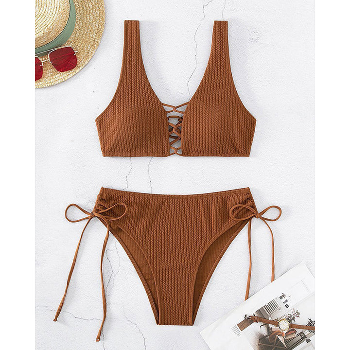 Damen Bikiniset mit raffiniertem Bindedesign und hochgeschnittenem Unterteil Echo Archiv