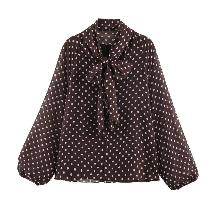 Damen Chiffon-Bluse mit Schleifenkragen und Balloon-Ärmeln Echo Archiv