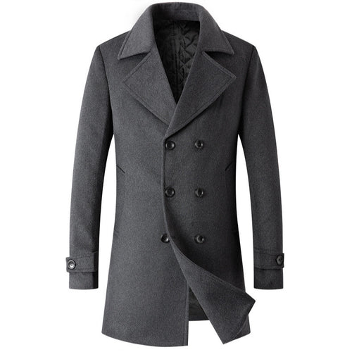 Herren eleganter und stylischer Doppeltreihiger Wollmantel Echoarchiv