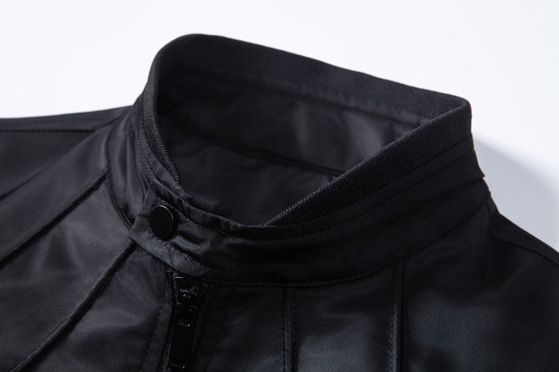 Herren schmale wasserabweisende Kunstlederoptik-Übergangsjacke mit Stehkragen Echo Archiv