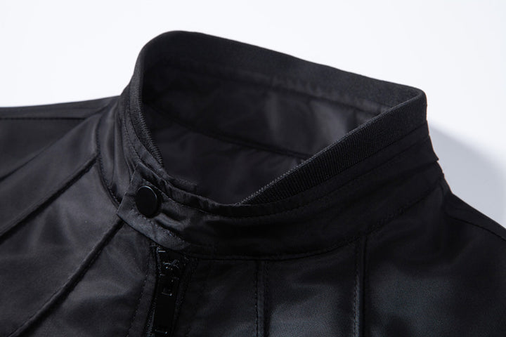 Herren schmale wasserabweisende Kunstlederoptik-Übergangsjacke mit Stehkragen Echo Archiv