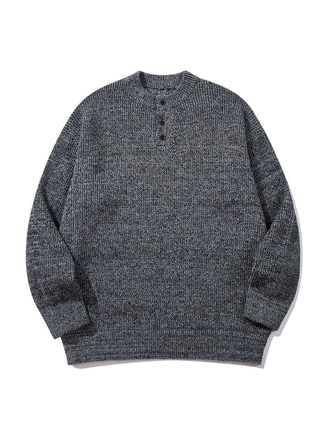 Herren Grobstrick-Henleypullover mit halber Knopfleiste und Rippbündchen Echoarchiv