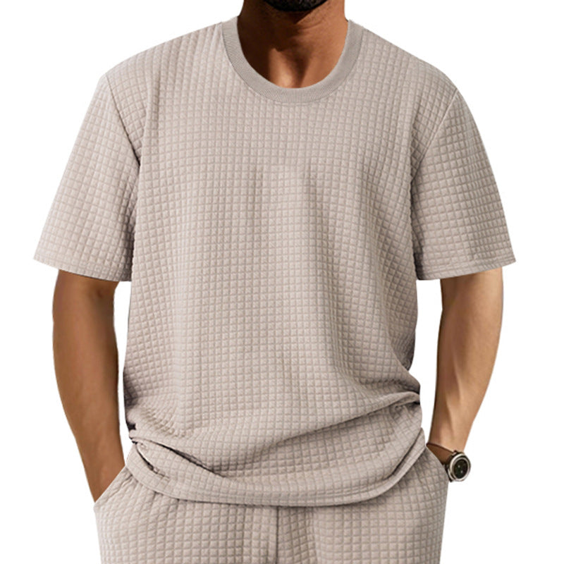 Herren lässiges Rundhals-T-Shirt mit strukturiertem Gewebe Echoarchiv