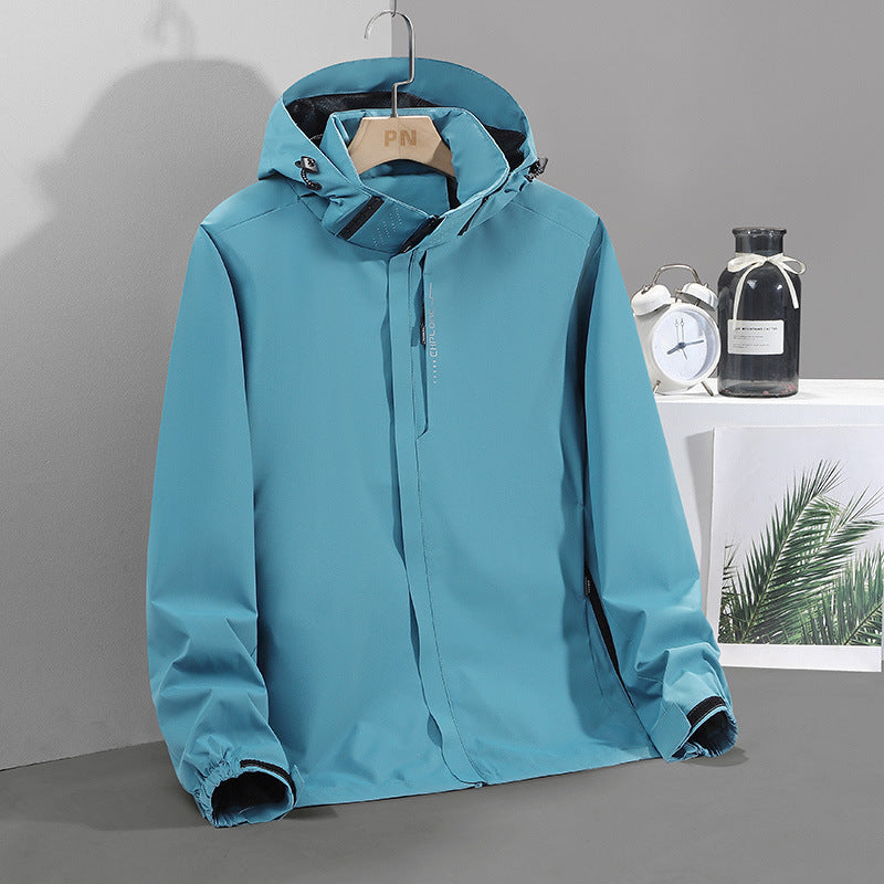 Herren Leichte wasserabweisende Softshell‑Außenjacke mit verstellbarer Kapuze und Sturmleiste – Taviero