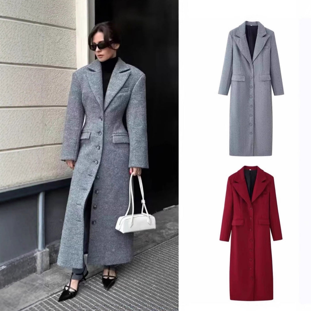Damen Longline-Wollmixmantel mit Schalkragen und Pattentaschen Echo Archiv