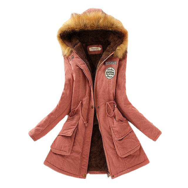 Damen wattierte Winterparka mit Teddyfutter, Kapuze mit Kunstfellbesatz und taillierendem Tunnelzug – Montévia