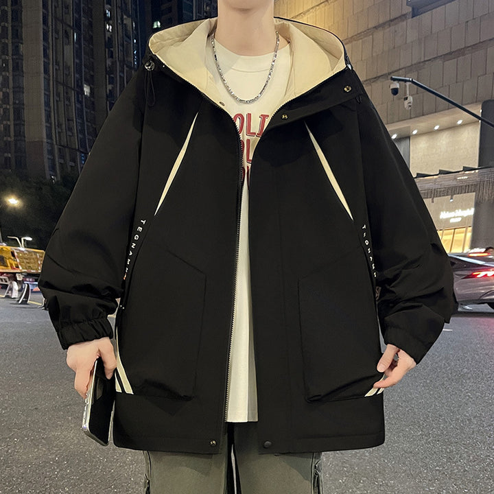 Herren leichte Jacke mit verstellbarem Kapuzenkragen Echoarchiv