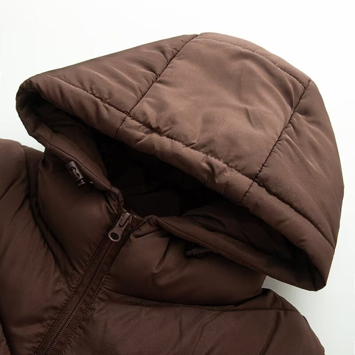 Damen Hybrid-Steppjacke mit Wattierung, Kapuze und elastischen Ärmel-Einsätzen Echoarchiv