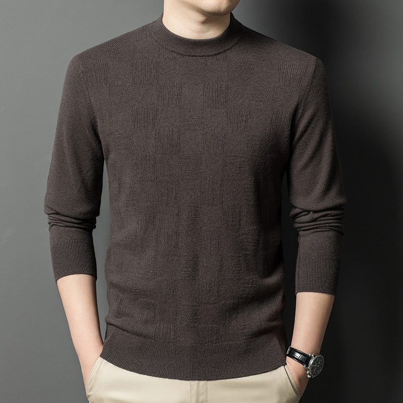 Herren eleganter Rundhalspullover aus feinem Baumwollmix mit strukturiertem Design Echoarchiv