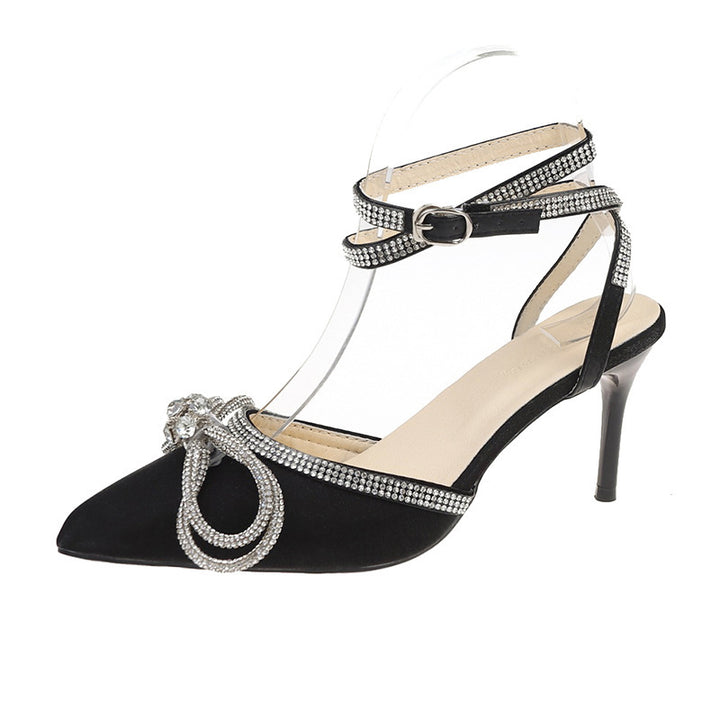 Damen nan spitze Riemchen-Pumps mit funkelnder Strass-Schleifenapplikation und verstellbarem Knöchelriemen Echo Archiv