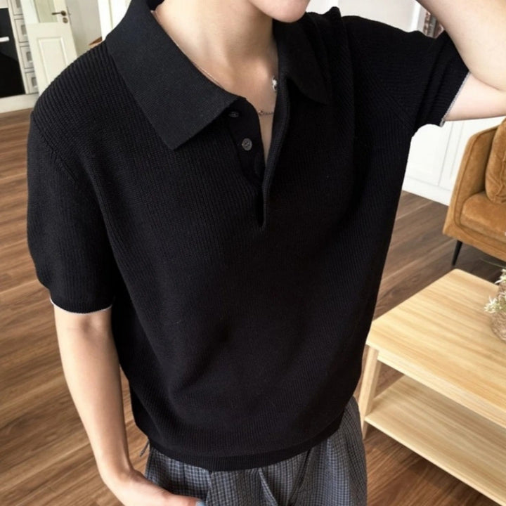 Stylisches Herren Poloshirt mit kurzem Arm und strukturiertem StrickEcho Archiv