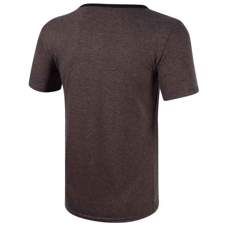 Herren Kurzarm Henley-Shirt mit hochwertiger Knopfleiste und Brusttasche Echoarchiv