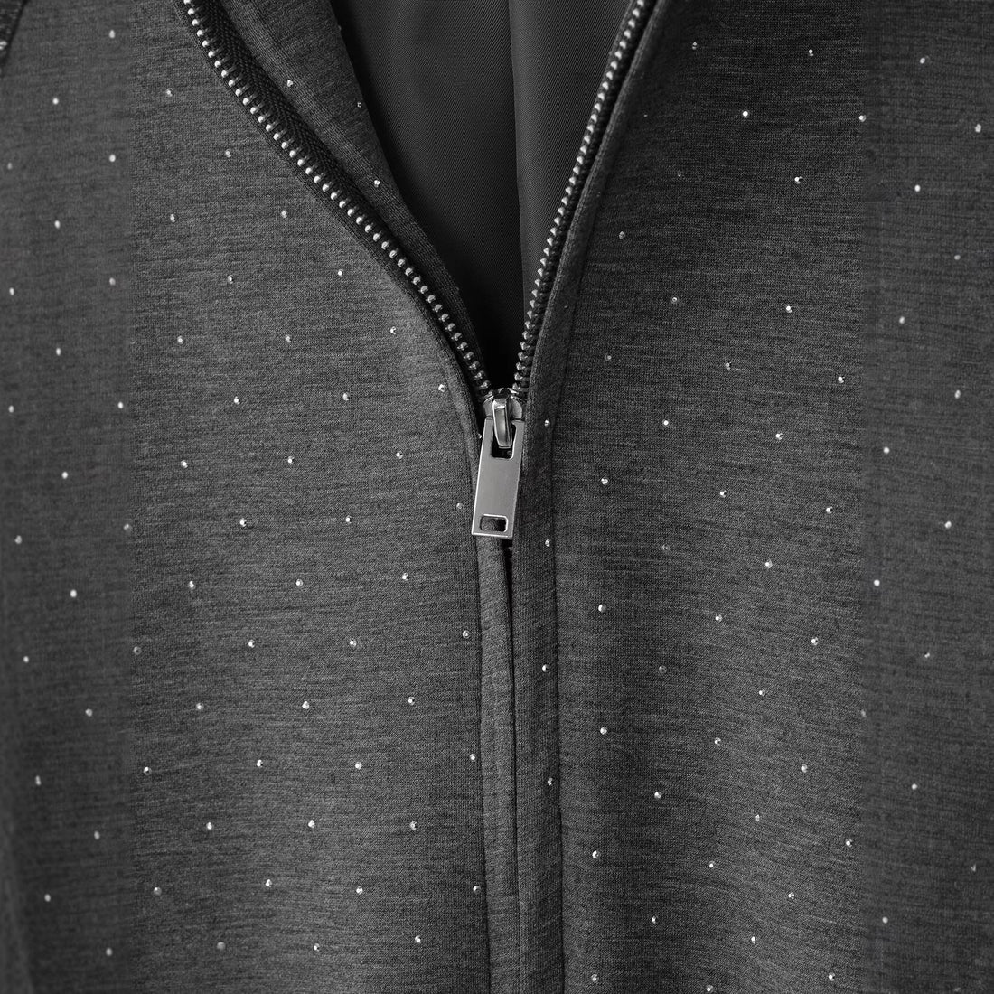 Damen Oversized Kapuzenjacke mit durchgehendem Reißverschluss, elastischem Saum und dezentem Punktmuster Echoarchiv