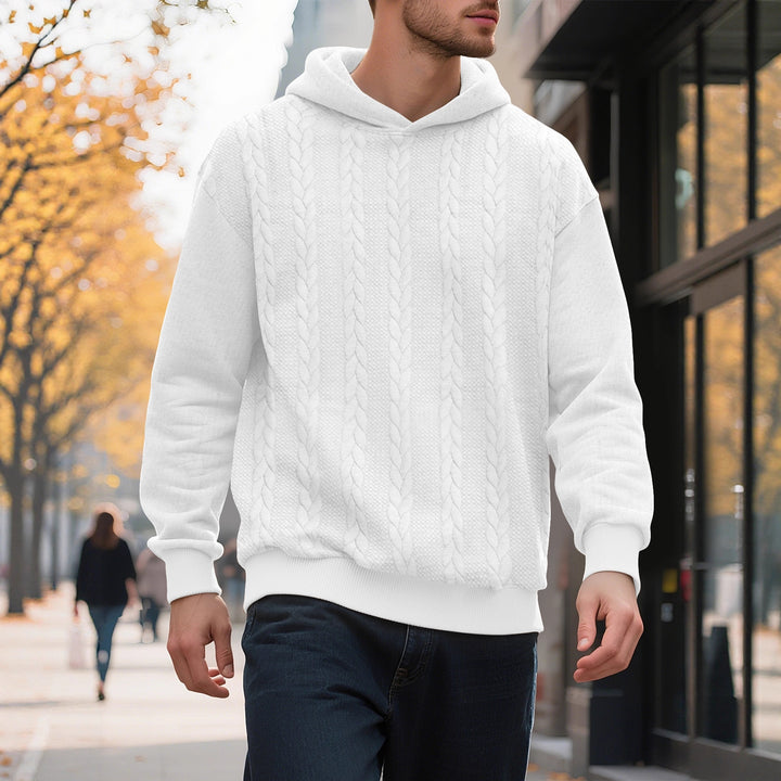 Herren Hoodie mit strukturiertem Strickmuster und modischen Akzenten Echoarchiv