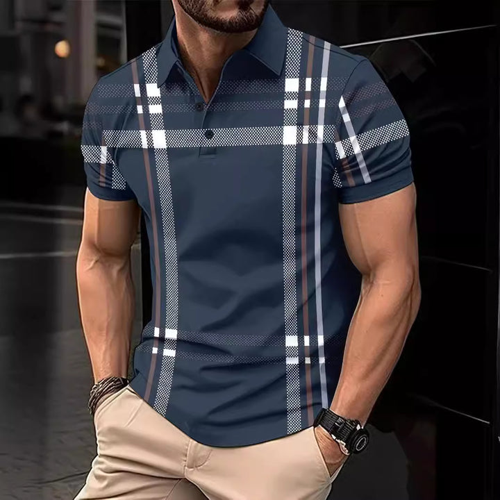 Herren modisches Polohemd mit auffälligem Karodesign Echoarchiv