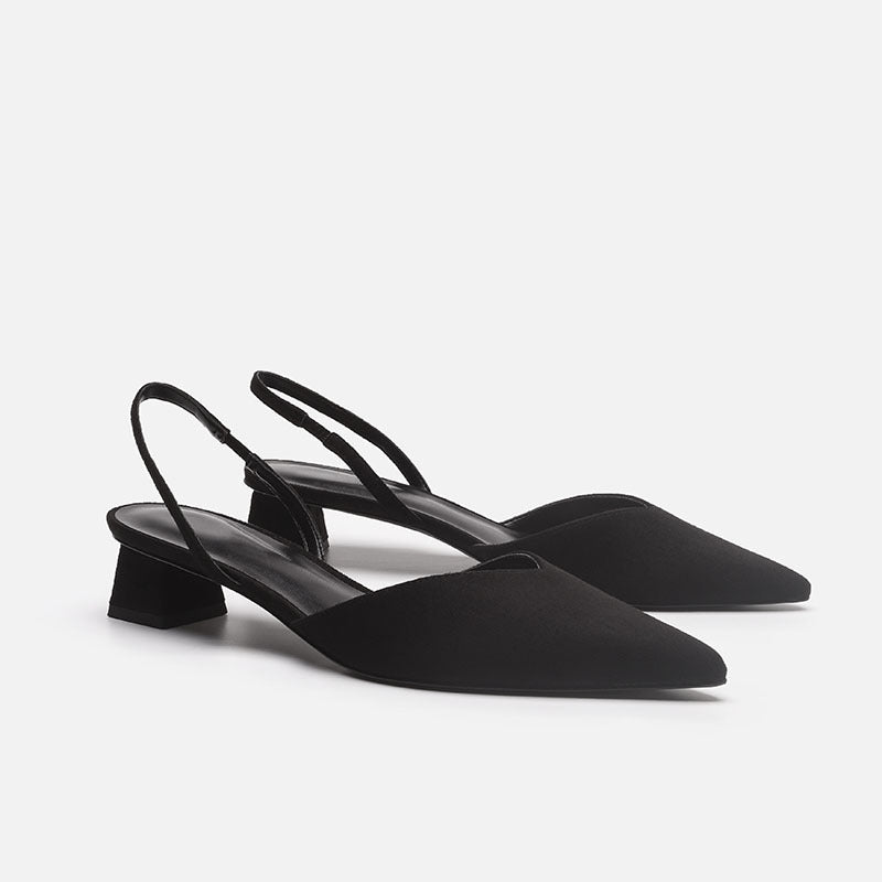 Damen Elegante spitz zulaufende Slingback-Pumps mit elastischem Fersenriemen und niedrigem Blockabsatz – Lioré