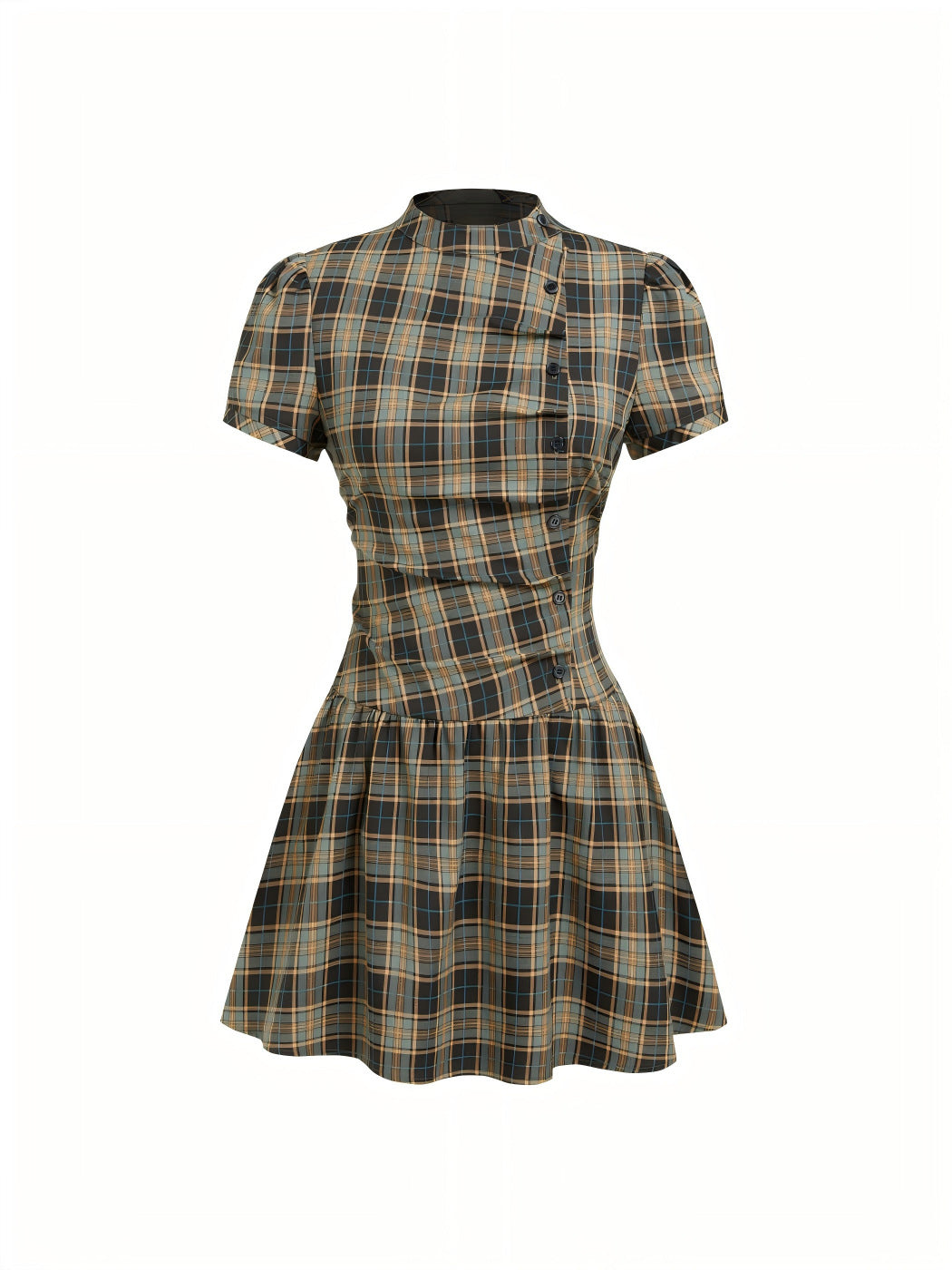 Damen Minikleid mit Knopfdetails und gerafftem Schnitt Echo Archiv