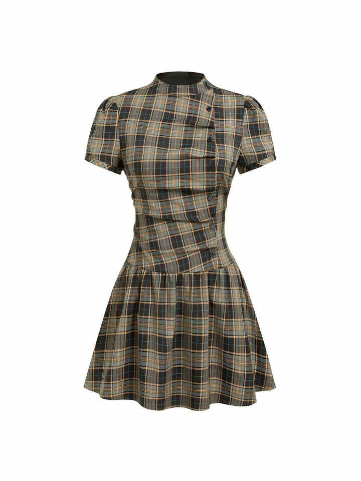 Damen Minikleid mit Knopfdetails und gerafftem Schnitt Echo Archiv