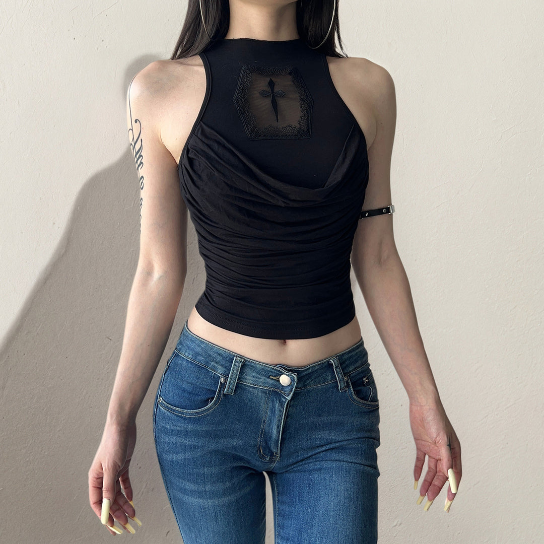 Damen elegantes Tanktop mit verspieltem Rückendetail Echo Archiv