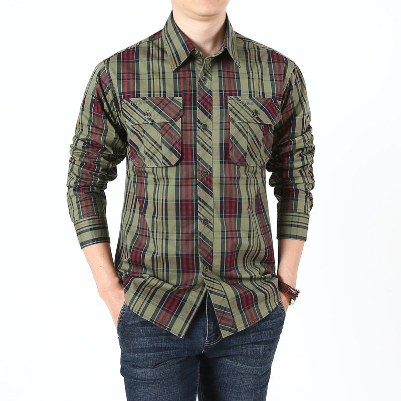 Herren Kariertes Baumwoll‑Overshirt mit Brustpattentaschen – Taviero