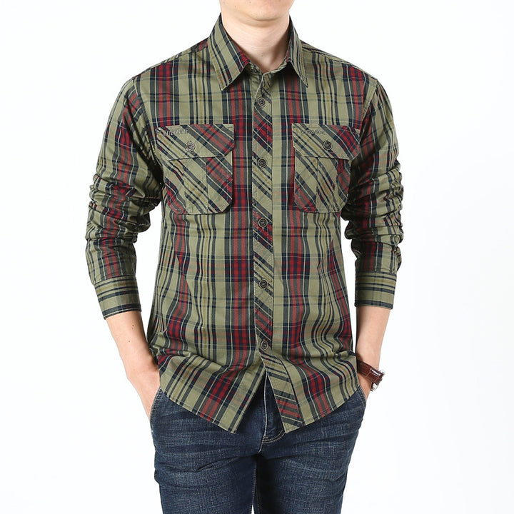 Herren Kariertes Baumwoll‑Overshirt mit Brustpattentaschen – Taviero