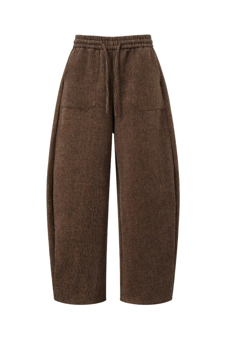 Damen Weitgeschnittene Cord-Hose mit elastischem Bund Echoarchiv