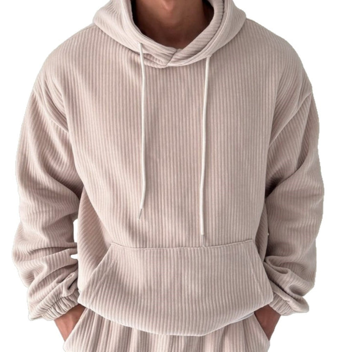 Herren Hoodie mit strukturiertem Rippdesign Echoarchiv