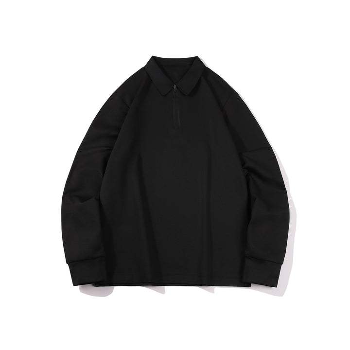 Unisex Oversized Halbzip-Pullover mit Hemdkragen und Technical-Scuba-Stoff Echo Archiv