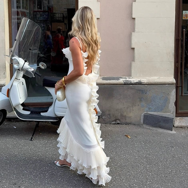 Damen Elegantes Abendkleid mit Rüschendetails und fließendem Schnitt Echo Archiv
