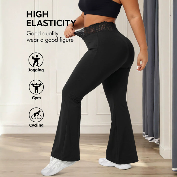Damen Schlaghose mit hohem Spitzenbund, atmungsaktivem Stretch und sculptendem Sitz echoarchiv-