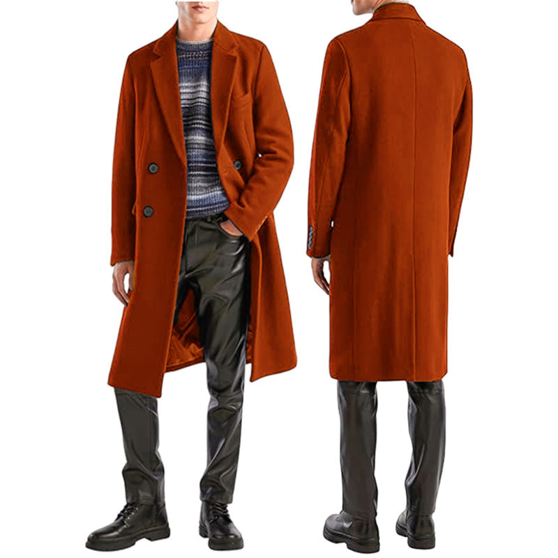 Herren eleganter doppelreihiger Wollmantel Echoarchiv