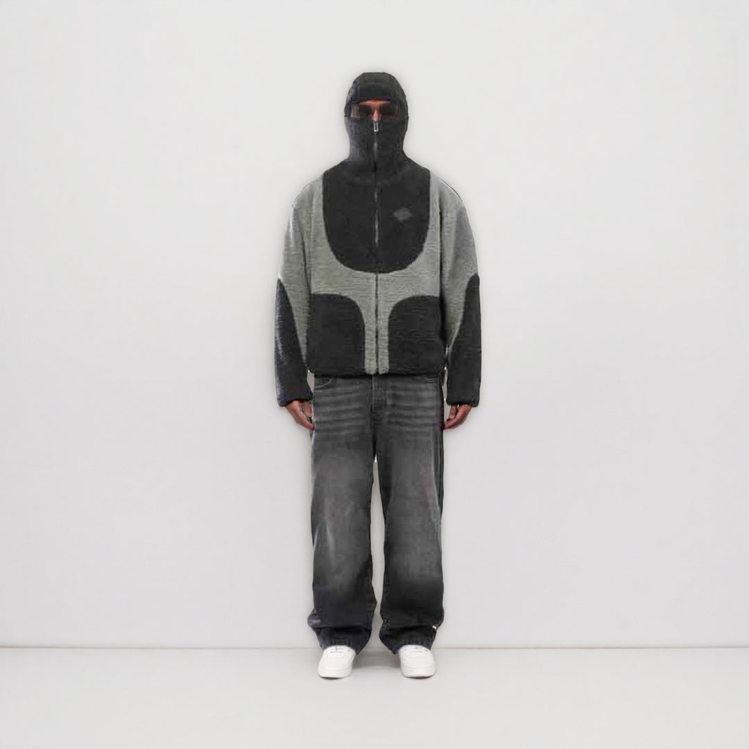 Herren Gemütliche Teddyjacke mit Kontrastnähten Echoarchiv