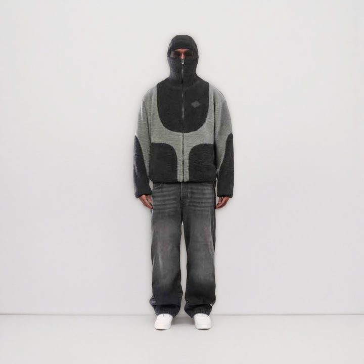 Herren Gemütliche Teddyjacke mit Kontrastnähten Echoarchiv